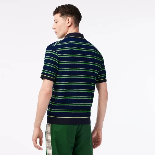 Lacoste Knitwear-Men'S Organic Cotton French Made Striped Polo Shirt