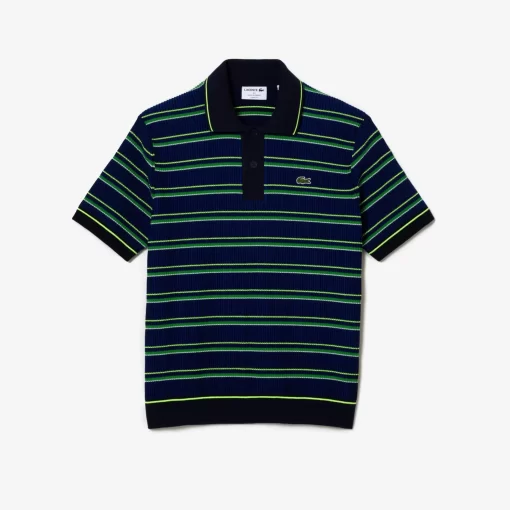 Lacoste Knitwear-Men'S Organic Cotton French Made Striped Polo Shirt