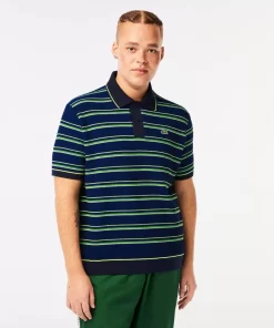 Lacoste Knitwear-Men'S Organic Cotton French Made Striped Polo Shirt