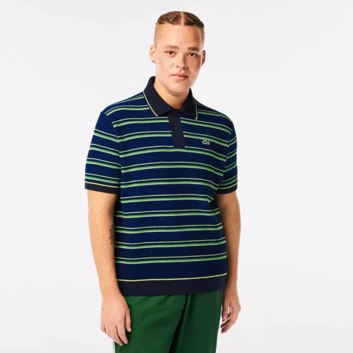 Lacoste Knitwear-Men'S Organic Cotton French Made Striped Polo Shirt