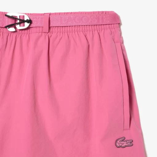 Lacoste Swimwear-Men'S Quick Dry Logo Stripe Swim Trunks