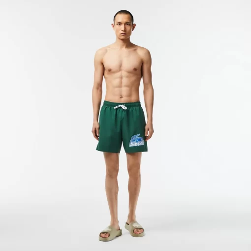 Lacoste Swimwear-Men'S Quick Dry Swim Trunks With Travel Bag