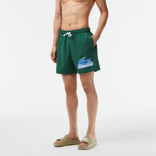 Lacoste Swimwear-Men'S Quick Dry Swim Trunks With Travel Bag