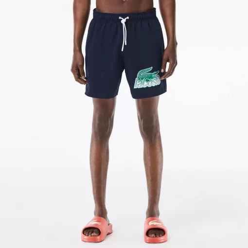 Lacoste Swimwear-Men'S Quick Dry Swim Trunks With Travel Bag