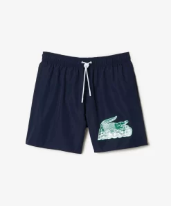 Lacoste Swimwear-Men'S Quick Dry Swim Trunks With Travel Bag