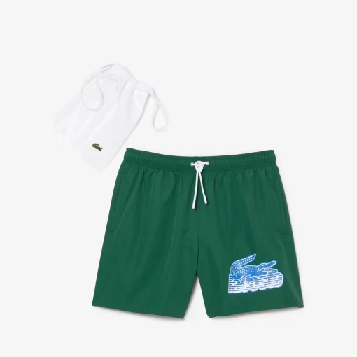 Lacoste Swimwear-Men'S Quick Dry Swim Trunks With Travel Bag