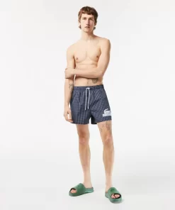 Lacoste Swimwear-Men'S Recycled Polyester Checked Swim Trunks