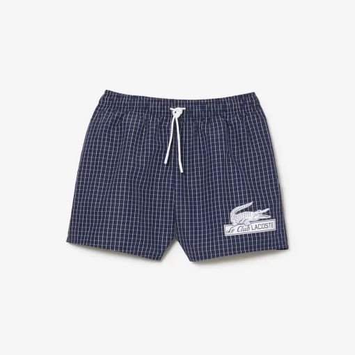 Lacoste Swimwear-Men'S Recycled Polyester Checked Swim Trunks