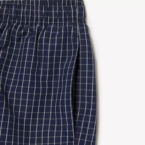 Lacoste Swimwear-Men'S Recycled Polyester Checked Swim Trunks