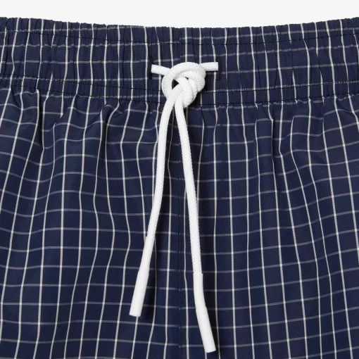 Lacoste Swimwear-Men'S Recycled Polyester Checked Swim Trunks