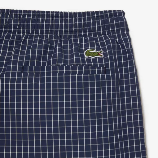 Lacoste Swimwear-Men'S Recycled Polyester Checked Swim Trunks