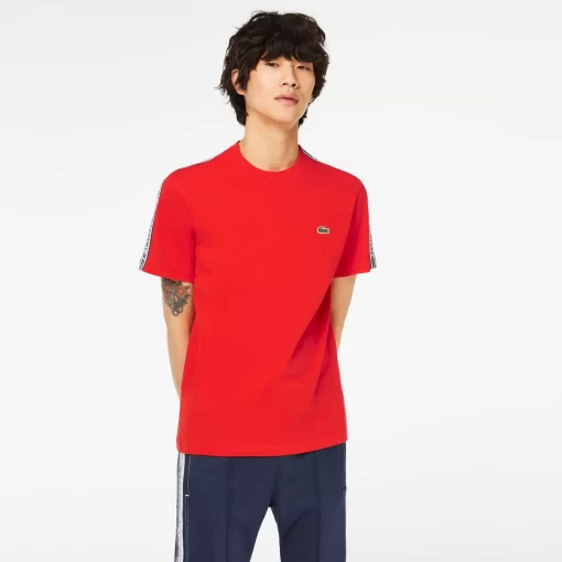 Lacoste T-Shirts-Men'S Regular Fit Logo Stripe T-Shirt