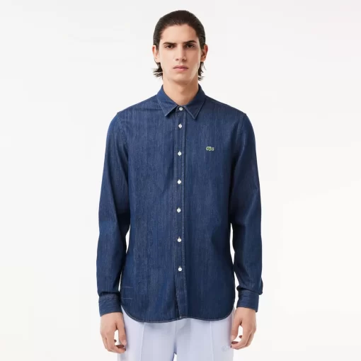 Lacoste Shirts-Men'S Regular Fit Organic Cotton Denim Shirt