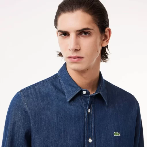 Lacoste Shirts-Men'S Regular Fit Organic Cotton Denim Shirt