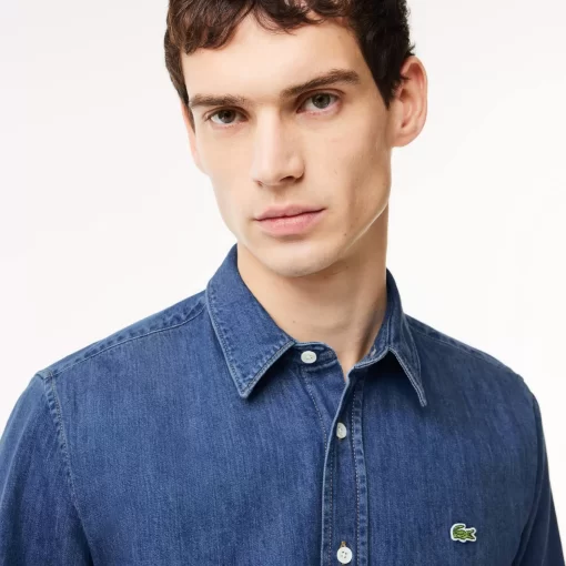 Lacoste Shirts-Men'S Regular Fit Organic Cotton Denim Shirt