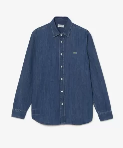 Lacoste Shirts-Men'S Regular Fit Organic Cotton Denim Shirt