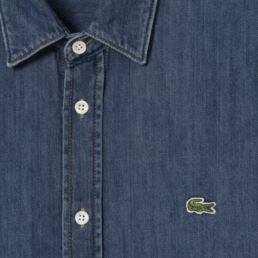 Lacoste Shirts-Men'S Regular Fit Organic Cotton Denim Shirt