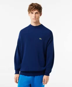 Lacoste Knitwear-Men'S Relaxed Fit Crew Neck Wool Sweater