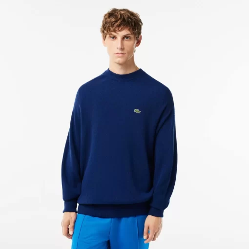 Lacoste Knitwear-Men'S Relaxed Fit Crew Neck Wool Sweater