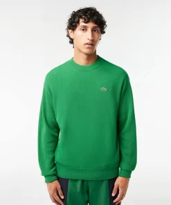 Lacoste Knitwear-Men'S Relaxed Fit Crew Neck Wool Sweater