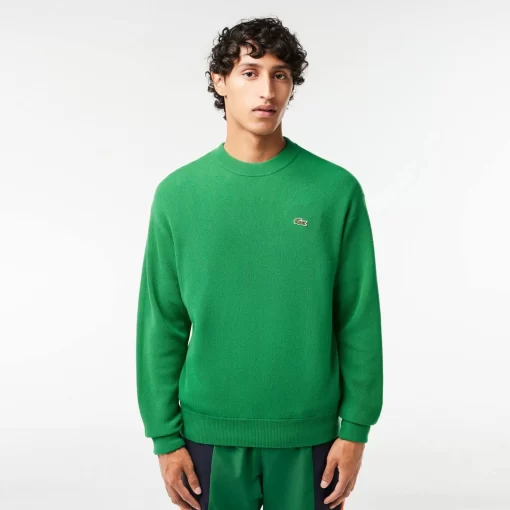 Lacoste Knitwear-Men'S Relaxed Fit Crew Neck Wool Sweater