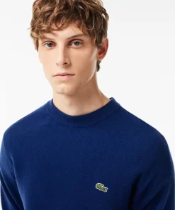 Lacoste Knitwear-Men'S Relaxed Fit Crew Neck Wool Sweater