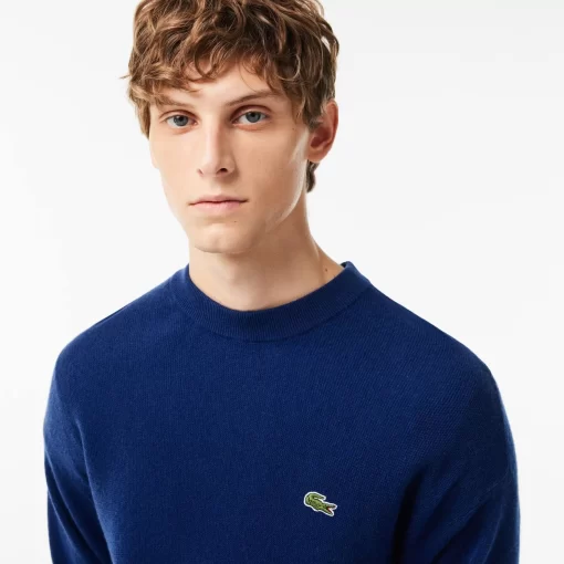 Lacoste Knitwear-Men'S Relaxed Fit Crew Neck Wool Sweater