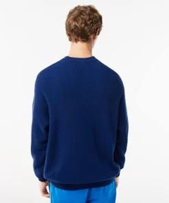 Lacoste Knitwear-Men'S Relaxed Fit Crew Neck Wool Sweater