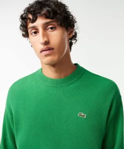 Lacoste Knitwear-Men'S Relaxed Fit Crew Neck Wool Sweater