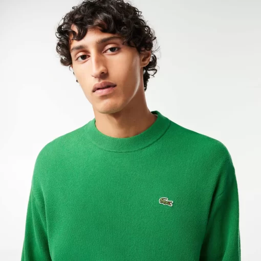 Lacoste Knitwear-Men'S Relaxed Fit Crew Neck Wool Sweater