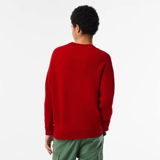 Lacoste Knitwear-Men'S Relaxed Fit Crew Neck Wool Sweater