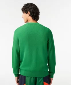 Lacoste Knitwear-Men'S Relaxed Fit Crew Neck Wool Sweater