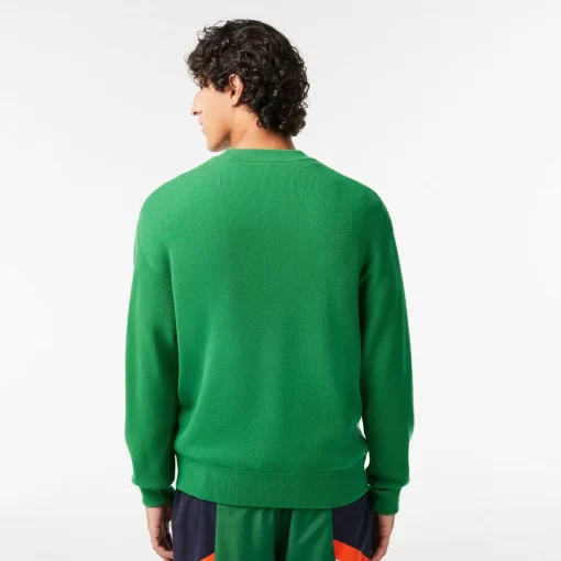 Lacoste Knitwear-Men'S Relaxed Fit Crew Neck Wool Sweater