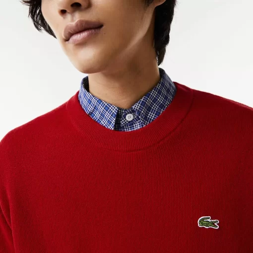 Lacoste Knitwear-Men'S Relaxed Fit Crew Neck Wool Sweater