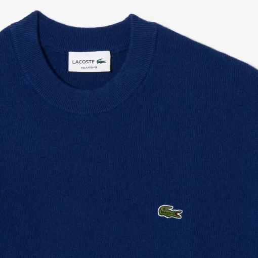 Lacoste Knitwear-Men'S Relaxed Fit Crew Neck Wool Sweater