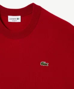 Lacoste Knitwear-Men'S Relaxed Fit Crew Neck Wool Sweater