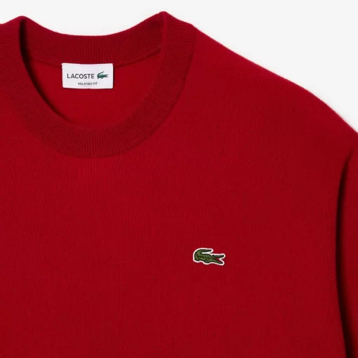 Lacoste Knitwear-Men'S Relaxed Fit Crew Neck Wool Sweater