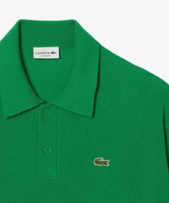 Lacoste Knitwear-Men'S Relaxed Fit Polo Shirt Collar Wool Sweater