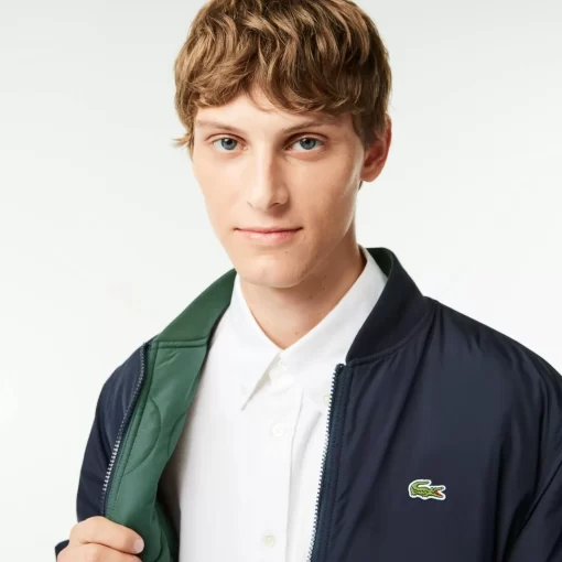 Lacoste Jackets & Coats-Men'S Reversible Quilted Taffeta Bomber Jacket