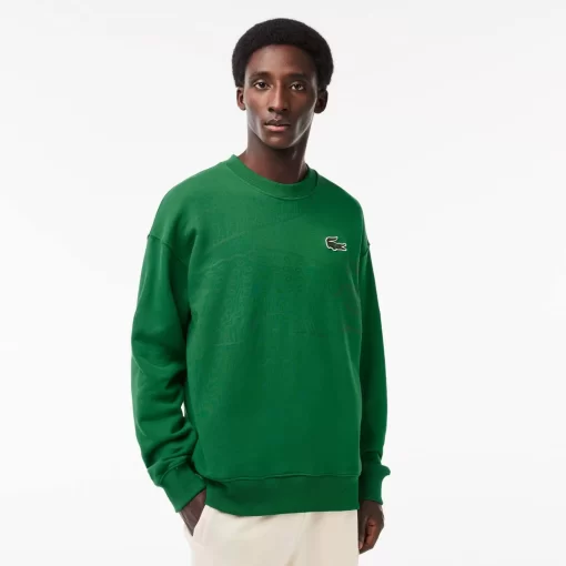 Lacoste Sweatshirts-Men'S Round Neck Loose Fit Croc Print Jogger Sweatshirt