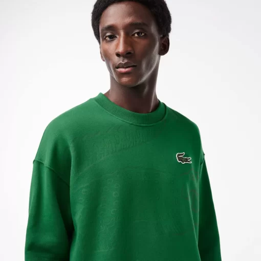 Lacoste Sweatshirts-Men'S Round Neck Loose Fit Croc Print Jogger Sweatshirt