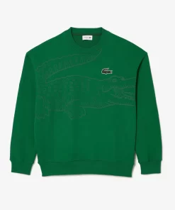 Lacoste Sweatshirts-Men'S Round Neck Loose Fit Croc Print Jogger Sweatshirt