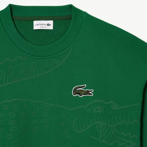 Lacoste Sweatshirts-Men'S Round Neck Loose Fit Croc Print Jogger Sweatshirt