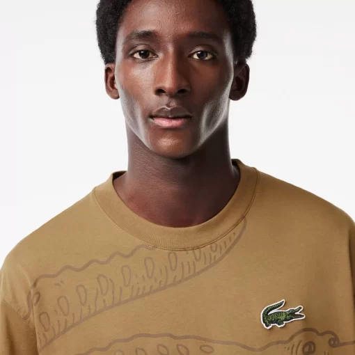 Lacoste T-Shirts-Men'S Round Neck Loose Fit Crocodile Print T-Shirt