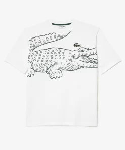 Lacoste T-Shirts-Men'S Round Neck Loose Fit Crocodile Print T-Shirt