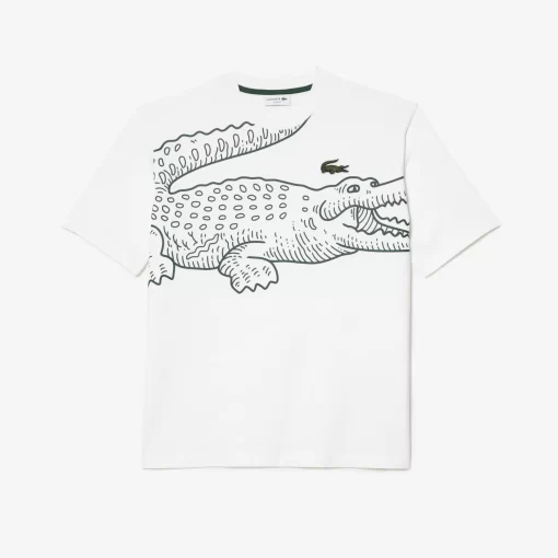 Lacoste T-Shirts-Men'S Round Neck Loose Fit Crocodile Print T-Shirt