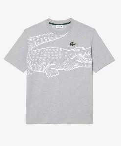 Lacoste T-Shirts-Men'S Round Neck Loose Fit Crocodile Print T-Shirt