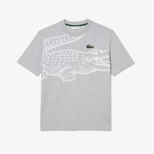 Lacoste T-Shirts-Men'S Round Neck Loose Fit Crocodile Print T-Shirt