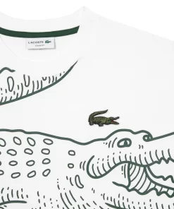 Lacoste T-Shirts-Men'S Round Neck Loose Fit Crocodile Print T-Shirt