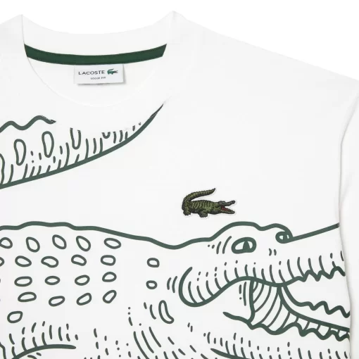 Lacoste T-Shirts-Men'S Round Neck Loose Fit Crocodile Print T-Shirt